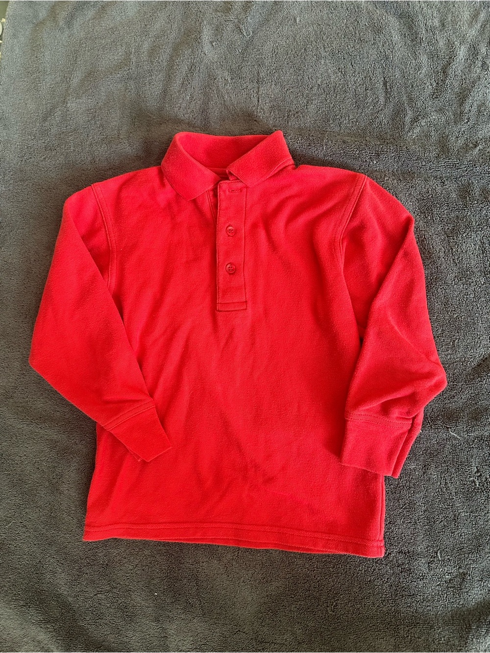 Kids Long-Sleeve Red Polo Top Youth Small